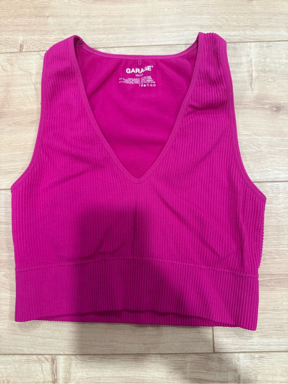 Garage Ribbed Tank Top - Fuchsia Pink